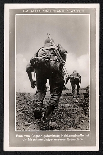 1933-1945 'This is Infantry Weaponry: a Formidable Close-Combat Weapon that Strikes Fear Into the Enemy is the Submachine Gun, with Which Our Grenadiers are Armed', Infantry Wehrmacht Army Military, Third Reich Nazi Propaganda Postcard