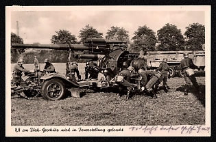 1933-1945 'German Soldiers''8.8 Cm Anti-aircraft Gun Being Brought Into Firing Position', Infantry Wehrmacht Army Military, Third Reich Nazi Propaganda Postcard