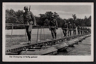 1933-1945 'Crossing Completed', Infantry Wehrmacht Army Military, Third Reich Nazi Propaganda Postcard