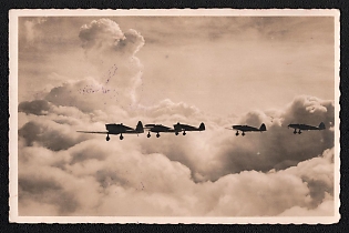 1933-1945 'Our Wehrmacht: Squadron of Klemm Kl 35 B Aircraft (With Hirth Engines)', Military Aircraft Air Force Luftwaffe, Third Reich Nazi Propaganda Postcard
