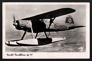 1933-1945 'Heinkel "He 114" Reconnaissance Seaplane', Military Aircraft Air Force Luftwaffe, Third Reich Nazi Propaganda Postcard