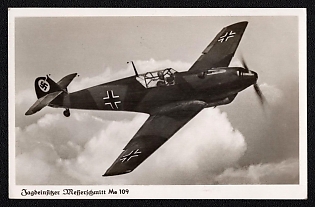 1943 'Single-Seat Fighter: Messerschmitt Me 109', Military Aircraft Air Force Luftwaffe, Third Reich Nazi Propaganda Postcard