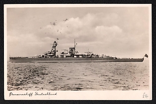 1933-1945 'Armored Ship ‘Deutschland’', Navy Ships Deutsche Marine, Third Reich Nazi Propaganda Postcard