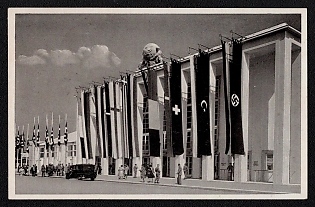 1941 'Vienna Fair: Southern Hall of the Technical Exhibition', Military Parade, Gathering, Third Reich Nazi Propaganda Postcard