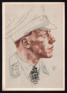 1941 'W. Willrich: Major Wick — Fighter Wing Commander', Portratis, Third Reich Nazi Propaganda Postcard