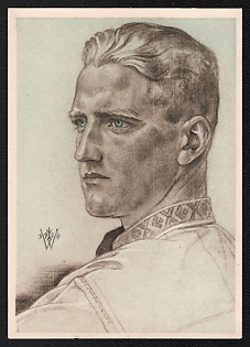 1940 'W. Willrich: Leader of the German Youth in Romania', Portratis, Third Reich Nazi Propaganda Postcard