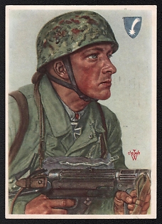 1940 'Sergeant Arpke, Who, with His Assault Squad, Secured the Capture of Strategically Vital Bridges for the Subsequent Offensive', Portratis, Third Reich Nazi Propaganda Postcard
