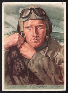 1940 'Reconnaissance Pilot', Portratis, Third Reich Nazi Propaganda Postcard