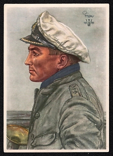 1940 '‘Kapitanleutnant’ Prien, Commander of One of the Most Successful U-boats, the Victor of Scapa Flow', Portratis, Third Reich Nazi Propaganda Postcard