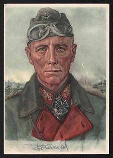 1943 'Our Armored Forces — W. Willrich: Field Marshal Rommel', Portratis, Third Reich Nazi Propaganda Postcard