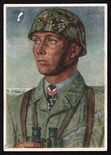 1940 'W. Willrich: Major Koch, One of Our Most Distinguished Paratroopers', Portratis, Third Reich Nazi Propaganda Postcard