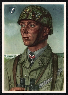 1940 'W. Willrich: Major Koch, One of Our Most Distinguished Paratroopers', Portratis, Third Reich Nazi Propaganda Postcard