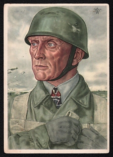1940 'W. Willrich: Colonel Brauer, Commander of a Paratrooper Regiment', Portratis, Third Reich Nazi Propaganda Postcard