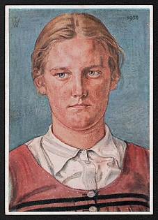 1933-1945 'German Blood Nobility Worldwide W. Willrich: Bdm Leader from Carinthia', Woman Portratis, Third Reich Nazi Propaganda Postcard