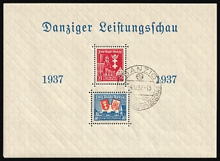 1937 Danzig Gdansk, Germany, Souvenir Sheet, Special Cancellations