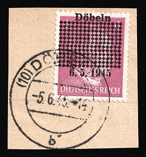 1945 6pf Dobeln on piece, Germany Local Post
