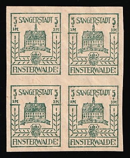 1946 5pf Finsterwalde, Germany Local Post, Block of Four