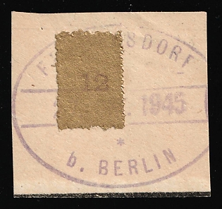 1945 12pf Fredersdorf (Berlin) on piece, Germany Local Post, Signed
