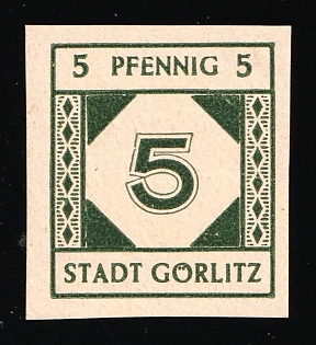 1945 5pf Gorlitz, Germany Local Post, Imperforate