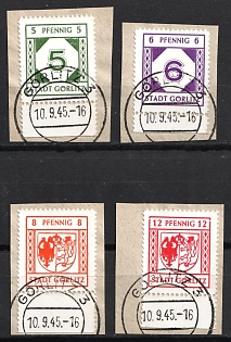 1945 Gorlitz on pieces, Germany Local Post, Complete Set, Margins