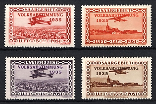 1934 Saar, Germany, Airmail, Complete Set, Signed