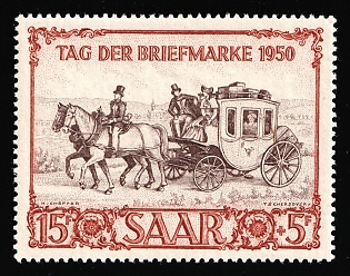 1950 15f+5f, Saar, Germany, Complete Set