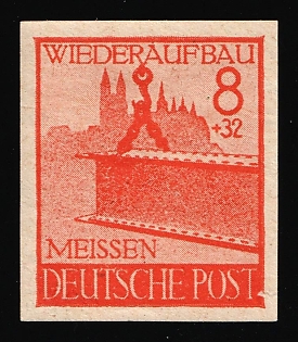 1945 8pf Meissen, Germany Local Post, Imperforate, Signed