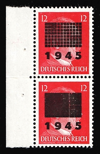 1945 12pf Netzschkau-Reichenbach (Saxony), Germany Local Post, Se-tenant, Margin