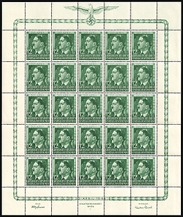 1944 12gr on 1zl General Government, Germany, Poland, Full Sheet, Plate Number '6'