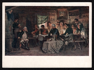 1954 'The Military Council at Fili in 1812' Soviet Union Picture Postcard