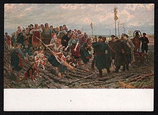 1929 'Dispute on the Boundary' Soviet Union Picture Postcard
