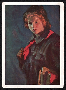 1929 'Pioneer Leader' Soviet Union Picture Postcard