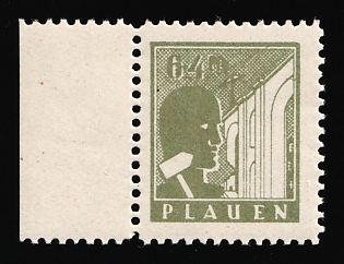 1945 6pf Plauen (Vogtland), Germany Local Post, Margin, Signed