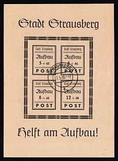 1946 Strausberg (Berlin), Germany Local Post, Souvenir Sheet, 'Strausburg' instead of 'Strausberg', Type II