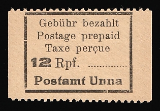 1945 12pf Unna (Westphalia), Germany Local Post
