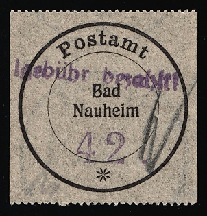 1945 42pf Bad Nauheim, Germany Local Post, Unofficial Issue, Signed