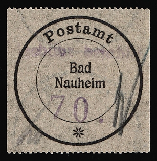 1945 70pf Bad Nauheim, Germany Local Post, Unofficial Issue, Signed
