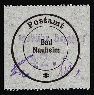 1945 42pf Bad Nauheim, Germany Local Post, Unofficial Issue, Reprint