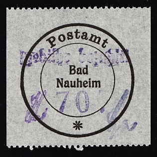 1945 70pf Bad Nauheim, Germany Local Post, Unofficial Issue, Reprint