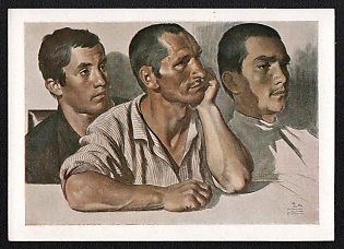 1929 'Listening. Members of a rural party cell' Soviet Union Picture Postcard