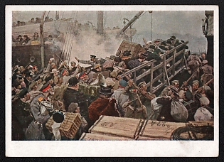 1929 'The Flight of the Bourgeoisie from Novorossiysk in 1920' Soviet Union Picture Postcard