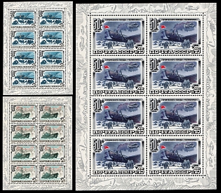 1982 50 Years of Chelyuskin's Heroic Expedition, Soviet Union, USSR, Russia, Complete Set, Miniature Sheets