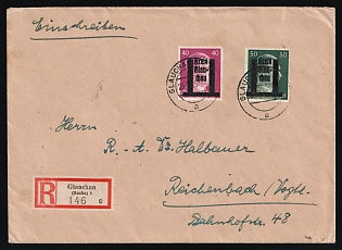 1945 (23 Jul) Glauchau (Saxony), Germany Local Post, Registered Cover from Glauchau to Reichenbach with Red Registration Label franked with 40pf and 50pf