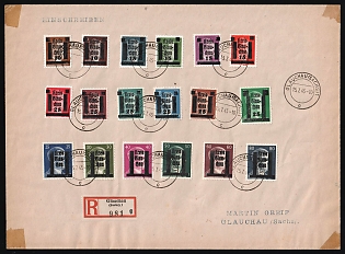 1945 (13 Jul) Glauchau (Saxony), Germany Local Post, Registered Cover locally addressed in Glauchau with Red Registration Label franked with complete set of 10pf - 80pf