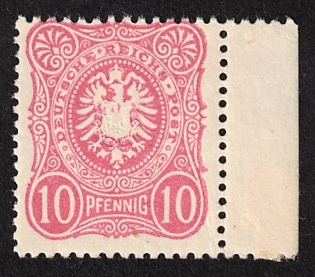 1880 10 Pf, German Empire, Germany, Margin, Signed