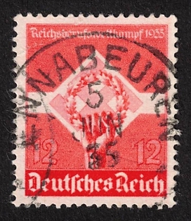 1935 12Pf, Third Reich, Germany, Variation of Gum Structure, Signed