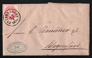 1864 5Kr on Folded Letter from Unterbergen to Klagenfurt, Austrian Empire, Austria
