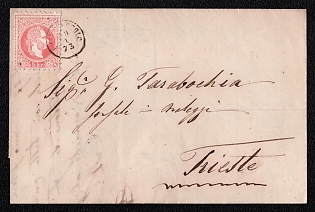 1873 5Kr on Folded Letter from Lusin to Trieste (Italy), Austrian Empire, Austria