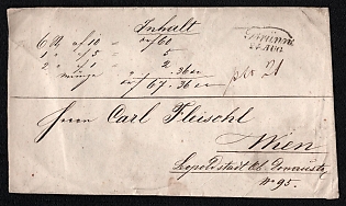 1845 Folded Money Letter from Brünn (Moravia) to Vienna, Austria, Fully Intact Wax Seals of the Austrian Royal and Imperial Post Office