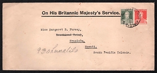 1933 (3 Apr) International cover from Buenos Aires (Argentina) to Honolulu (USA), franked with 5c and 10c (Argentina), canceled by Buenos Aires postmark. No arrival postmark